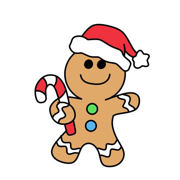 Hướng dẫn vẽ người bánh gừng đơn giản và đẹp cho bé - Bước 8