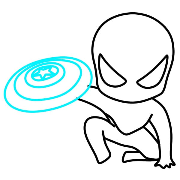 Hướng dẫn vẽ người nhện cầm khiên captain - Bước 6