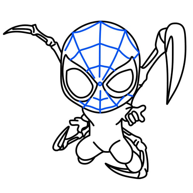 Hướng dẫn vẽ người nhện có những chiếc móng vuốt sắc nhọn - Bước 7