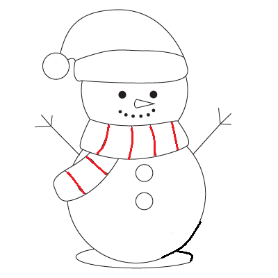 Hướng dẫn cách vẽ người tuyết đơn giản cho bé - Bước 8