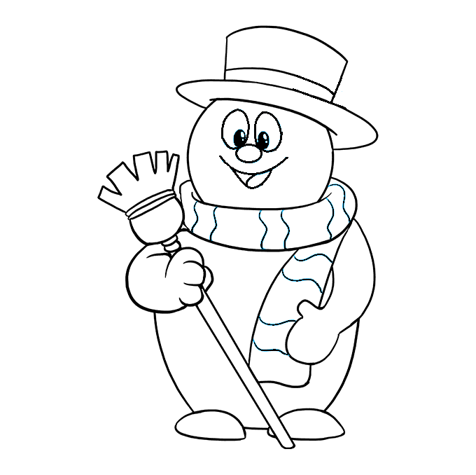 Hướng dẫn cách vẽ người tuyết siêu dễ thương và đơn giản cho bé - Bước 12