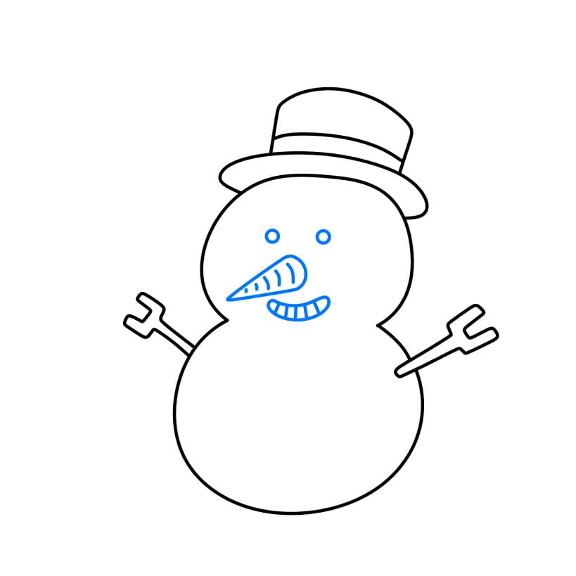 Hướng dẫn cách vẽ người tuyết đơn giản - Bước 5