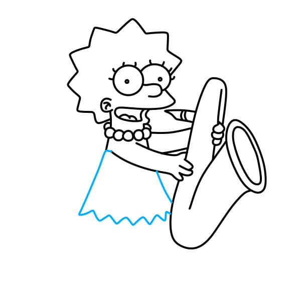 Hướng dẫn vẽ nhân vật Lisa Simpson đơn giản và xinh đẹp cho bé - Bước 9