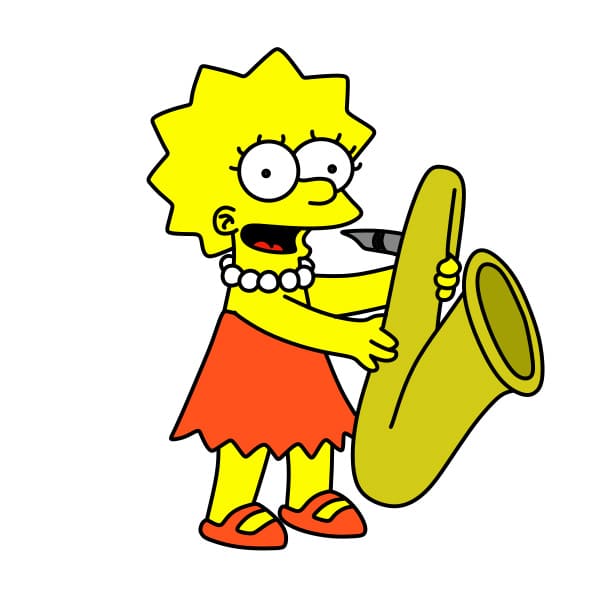 Hướng dẫn vẽ nhân vật Lisa Simpson đơn giản và xinh đẹp cho bé