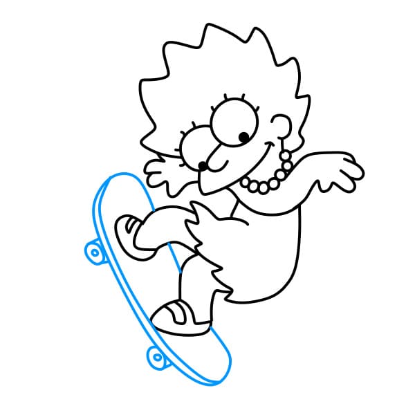 Hướng dẫn bé Lisa SImpson đang chơi trượt ván - Bước 9