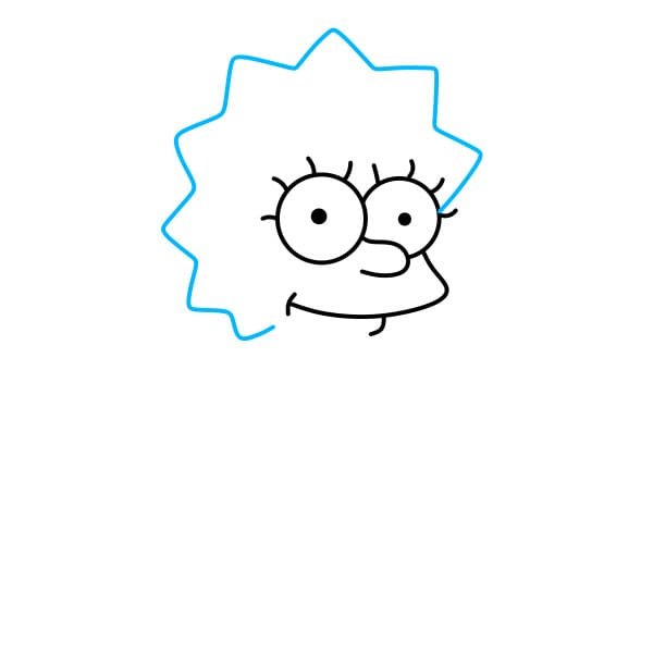 Hướng dẫn vẽ nhân vật Lisa Simpson đơn giản - Bước 3