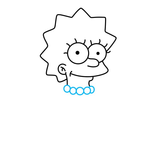 Hướng dẫn vẽ nhân vật Lisa Simpson đơn giản - Bước 5