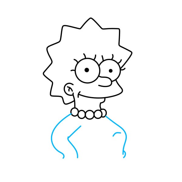Hướng dẫn vẽ nhân vật Lisa Simpson đơn giản - Bước 6