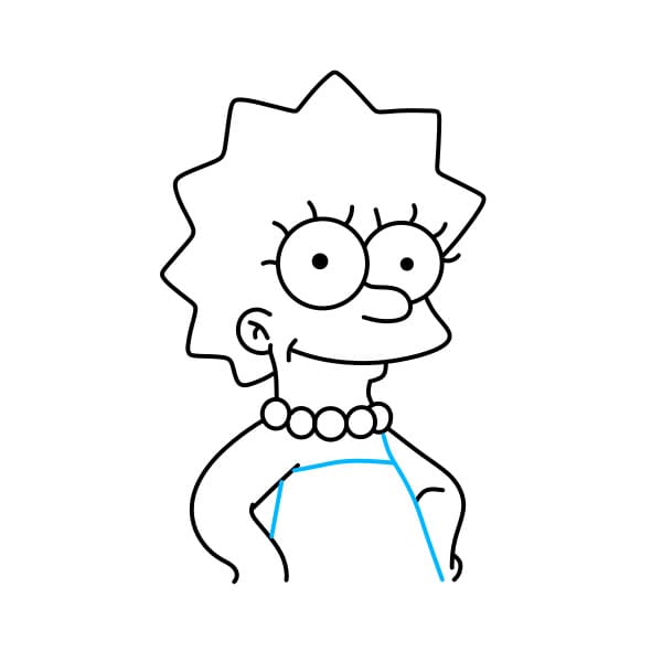 Hướng dẫn vẽ nhân vật Lisa Simpson đơn giản - Bước 7