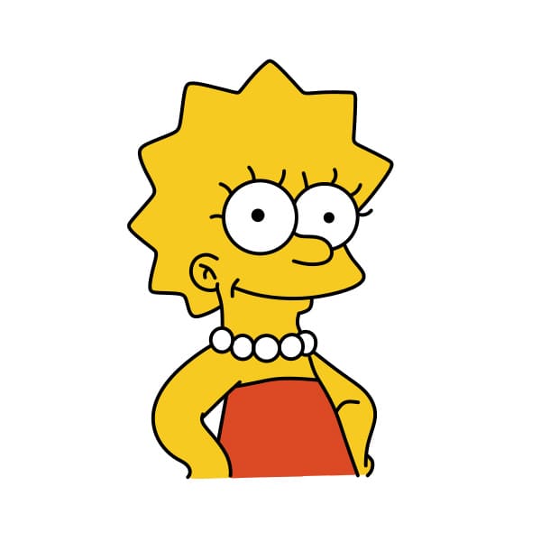 Hướng dẫn vẽ nhân vật Lisa Simpson đơn giản