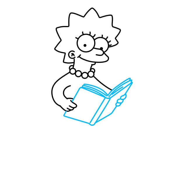 Hướng dẫn vẽ nhân vật Lisa SImpson đang đọc sách - Bước 7