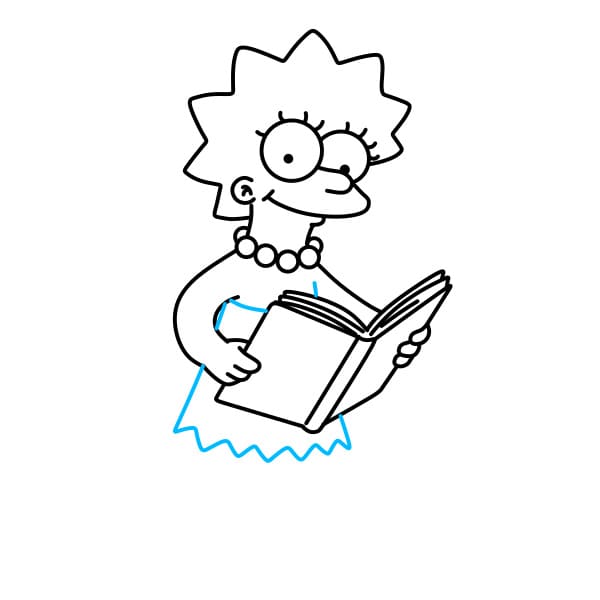 Hướng dẫn vẽ nhân vật Lisa SImpson đang đọc sách - Bước 8