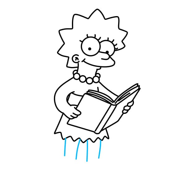 Hướng dẫn vẽ nhân vật Lisa SImpson đang đọc sách - Bước 9