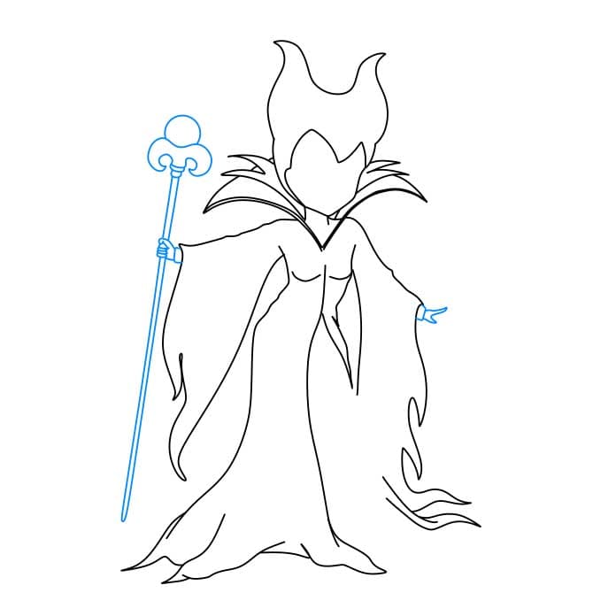 Hướng dẫn cách vẽ Maleficent đơn giản và đẹp cho bé - Bước 5