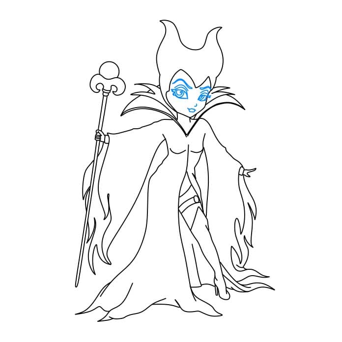 Hướng dẫn cách vẽ Maleficent đơn giản và đẹp cho bé - Bước 8