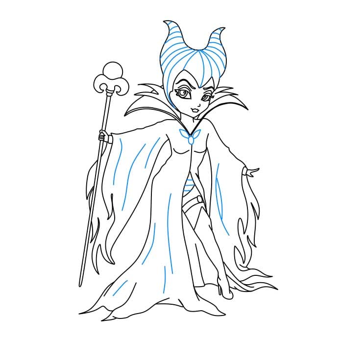 Hướng dẫn cách vẽ Maleficent đơn giản và đẹp cho bé - Bước 9