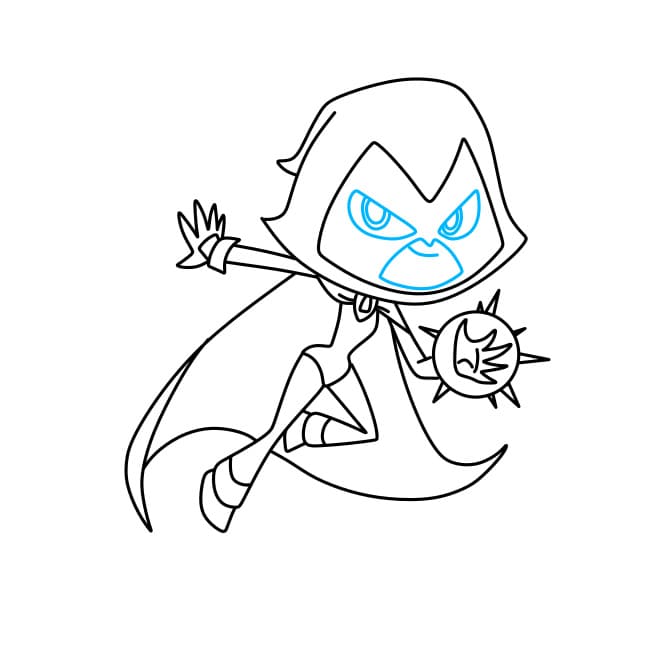 Hướng dẫn vẽ nhân vật Raven trong bộ phim Titans - Bước 7