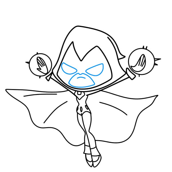 Hướng dẫn vẽ nữ nhân vật Raven đơn giản và đẹp cho bé - Bước 8