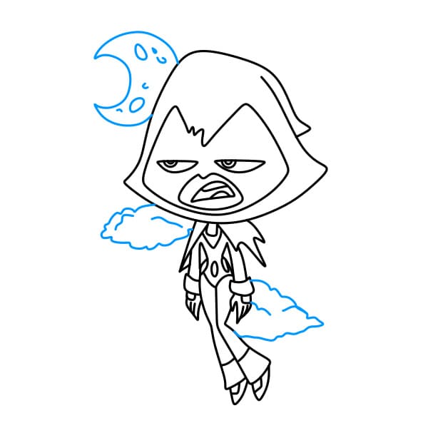 Hướng dẫn vẽ nhân vật Raven đang buồn chán - Bước 7