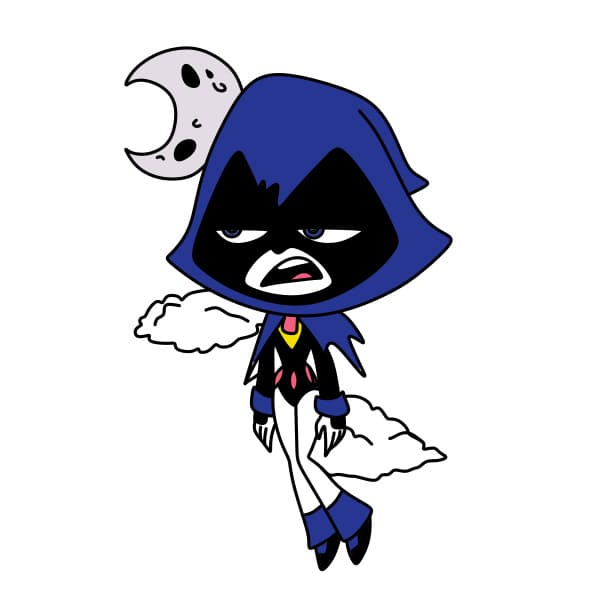 Hướng dẫn vẽ nhân vật Raven đang buồn chán - Bước 8