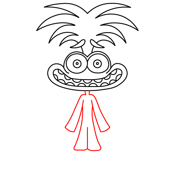 Hướng dẫn vẽ nhân vật Lo Lắng với biểu cảm tươi vui hơn. - Bước 5