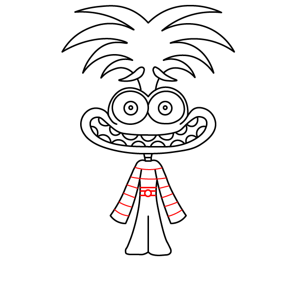 Hướng dẫn vẽ nhân vật Lo Lắng với biểu cảm tươi vui hơn. - Bước 6