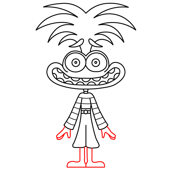 Hướng dẫn vẽ nhân vật Lo Lắng với biểu cảm tươi vui hơn. - Bước 7