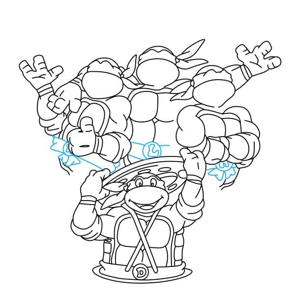 Hướng dẫn vẽ các Ninja Rùa (trong bộ phim Thiếu niên ninja Rùa đột biến ) đơn giản và đẹp cho bé - Bước 10