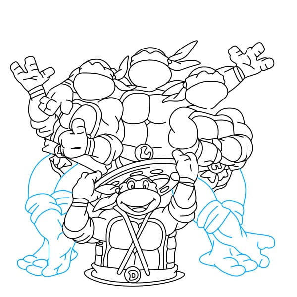 Hướng dẫn vẽ các Ninja Rùa (trong bộ phim Thiếu niên ninja Rùa đột biến ) đơn giản và đẹp cho bé - Bước 11