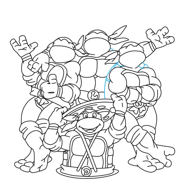 Hướng dẫn vẽ các Ninja Rùa (trong bộ phim Thiếu niên ninja Rùa đột biến ) đơn giản và đẹp cho bé - Bước 12