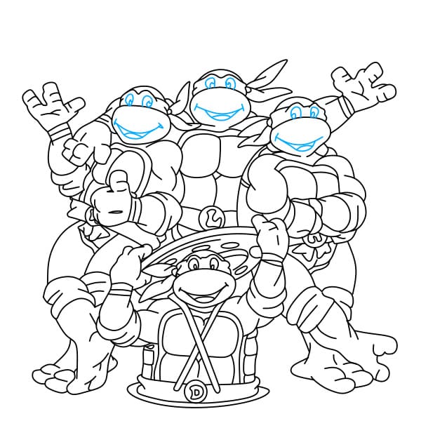 Hướng dẫn vẽ các Ninja Rùa (trong bộ phim Thiếu niên ninja Rùa đột biến ) đơn giản và đẹp cho bé - Bước 13