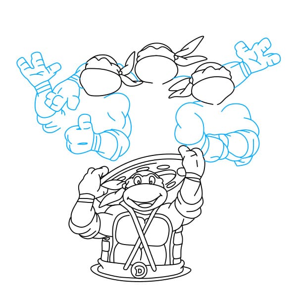 Hướng dẫn vẽ các Ninja Rùa (trong bộ phim Thiếu niên ninja Rùa đột biến ) đơn giản và đẹp cho bé - Bước 8