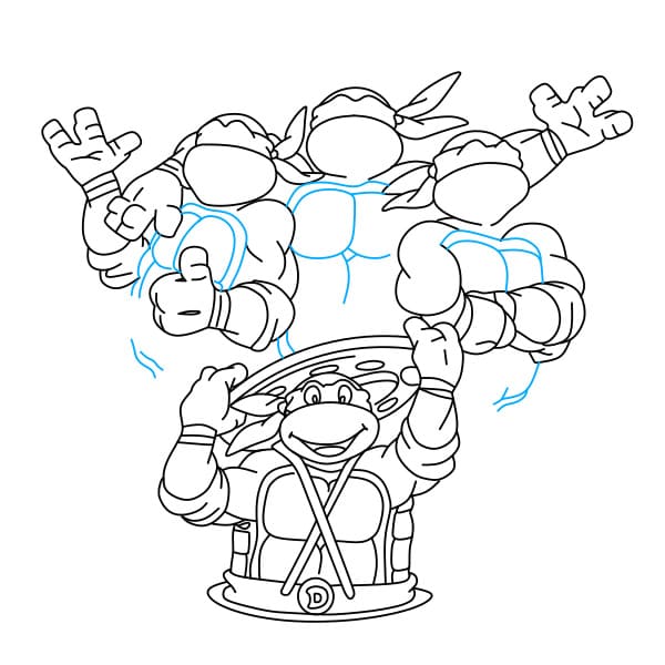 Hướng dẫn vẽ các Ninja Rùa (trong bộ phim Thiếu niên ninja Rùa đột biến ) đơn giản và đẹp cho bé - Bước 9