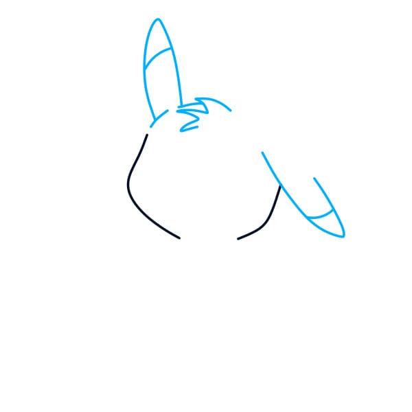 Hướng dẫn vẽ chú pikachu đang chơi với quả cầu - Bước 2