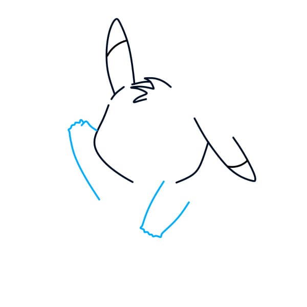 Hướng dẫn vẽ chú pikachu đang chơi với quả cầu - Bước 3