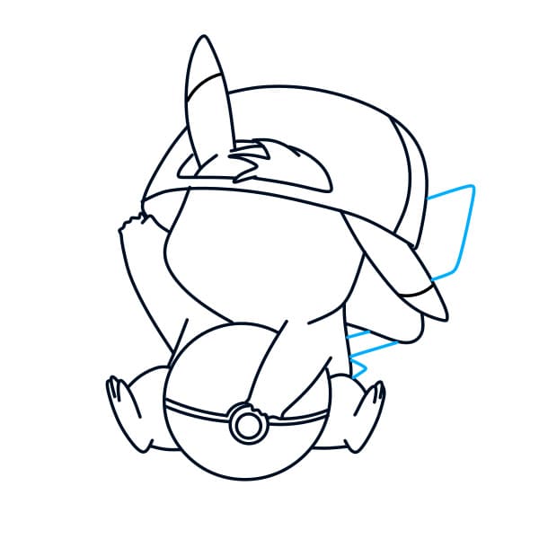 Hướng dẫn vẽ chú pikachu đang chơi với quả cầu - Bước 8