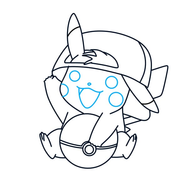 Hướng dẫn vẽ chú pikachu đang chơi với quả cầu - Bước 9