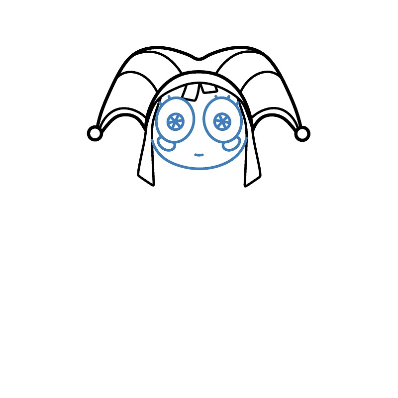 Hướng dẫn vẽ Pomni ngơ ngác. - Bước 4