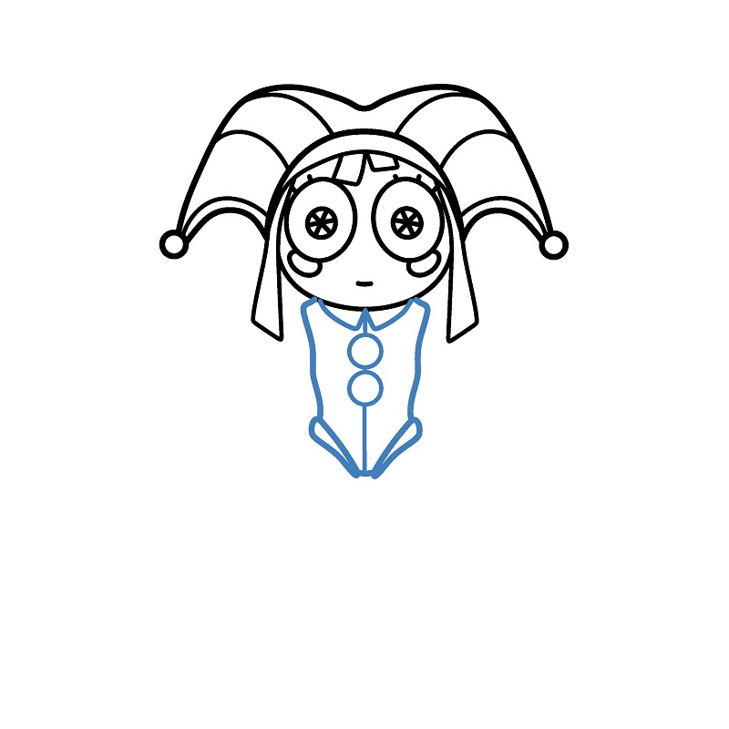 Hướng dẫn vẽ Pomni ngơ ngác. - Bước 5