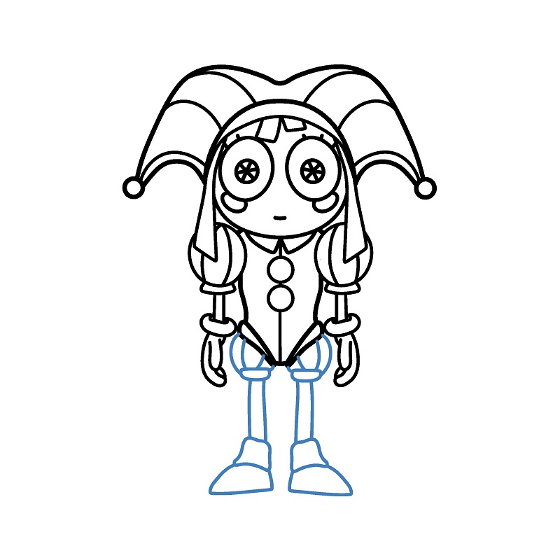 Hướng dẫn vẽ Pomni ngơ ngác. - Bước 8