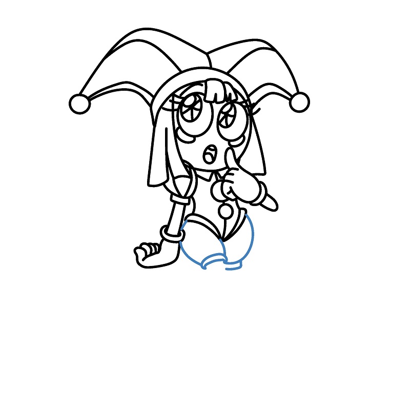 Hướng dẫn vẽ Pomni đang suy nghĩ. - Bước 10