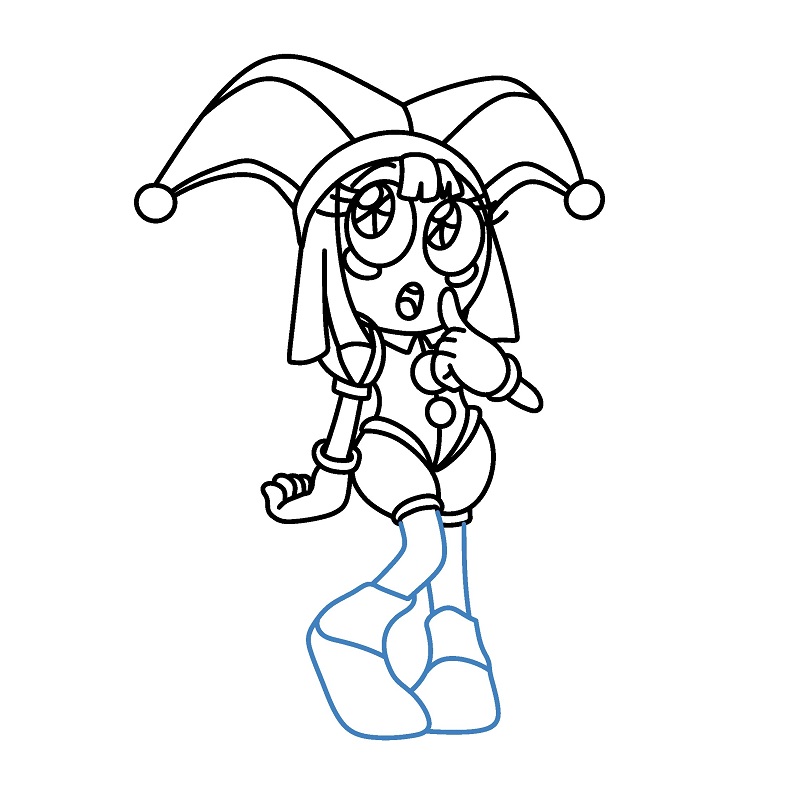 Hướng dẫn vẽ Pomni đang suy nghĩ. - Bước 11