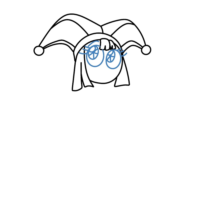 Hướng dẫn vẽ Pomni đang suy nghĩ. - Bước 5