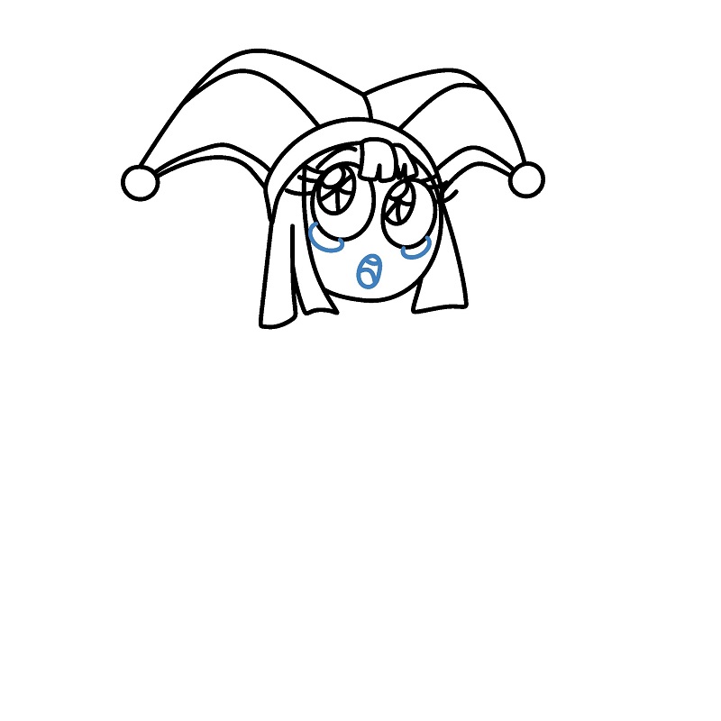 Hướng dẫn vẽ Pomni đang suy nghĩ. - Bước 6