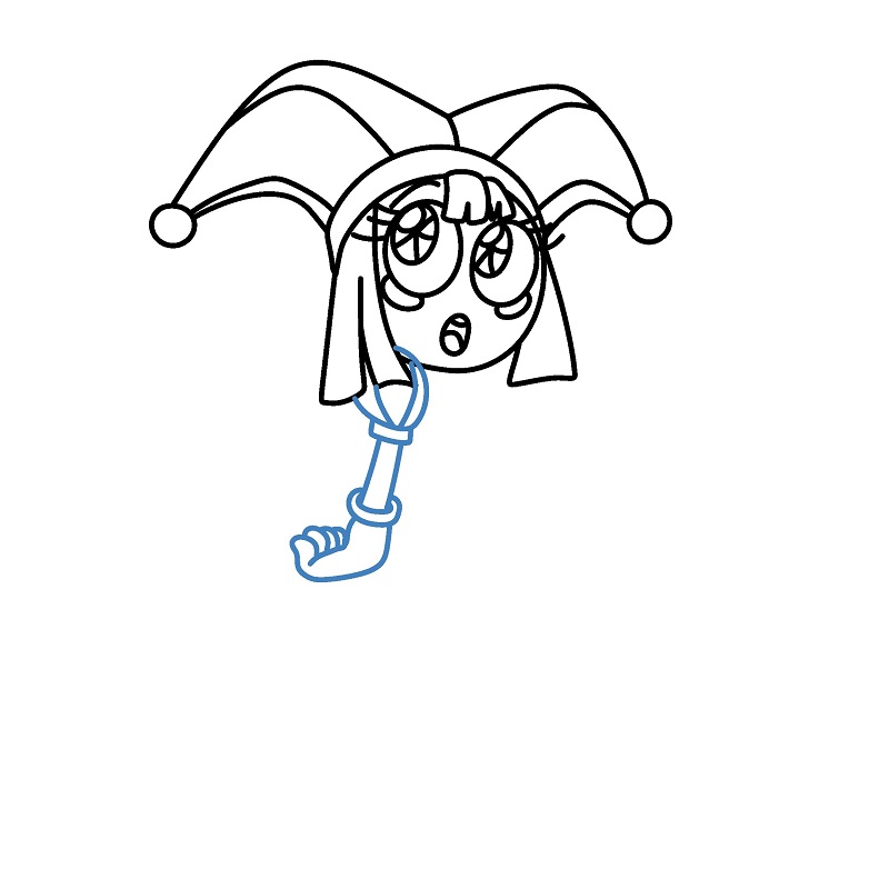 Hướng dẫn vẽ Pomni đang suy nghĩ. - Bước 7