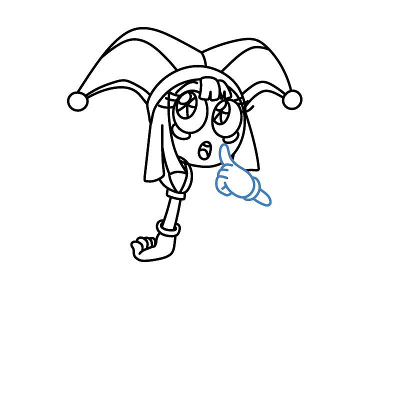 Hướng dẫn vẽ Pomni đang suy nghĩ. - Bước 8