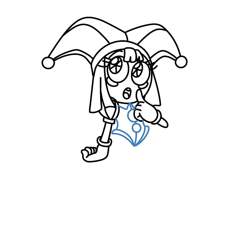 Hướng dẫn vẽ Pomni đang suy nghĩ. - Bước 9