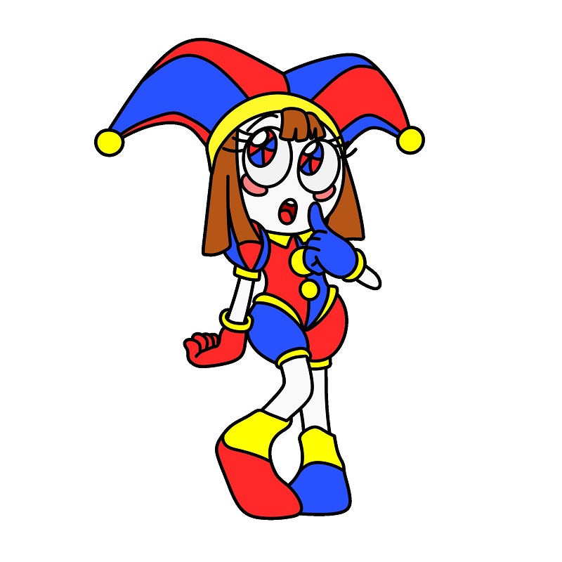 Hướng dẫn vẽ Pomni đang suy nghĩ.