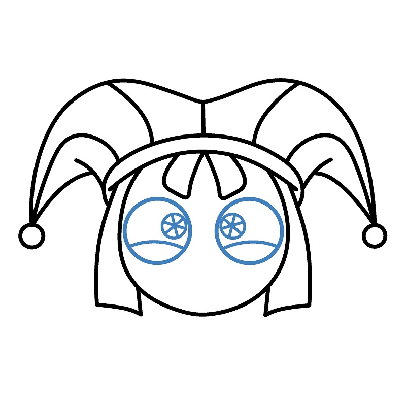 Hướng dẫn vẽ đầu của Pomni. - Bước 6