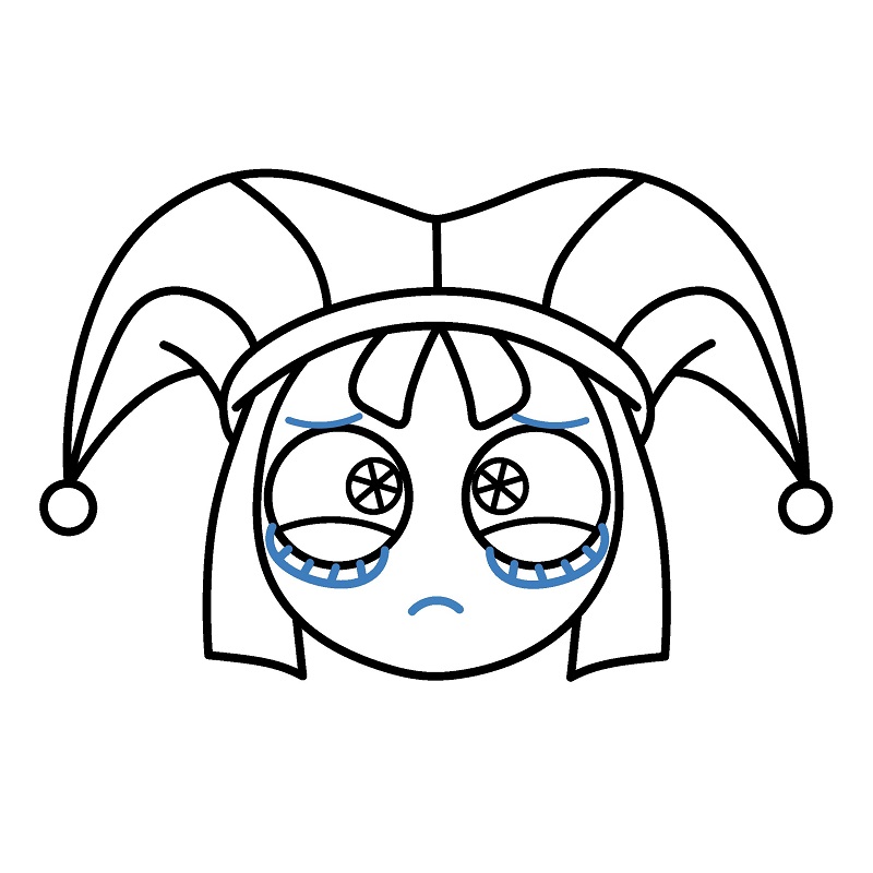 Hướng dẫn vẽ đầu của Pomni. - Bước 7